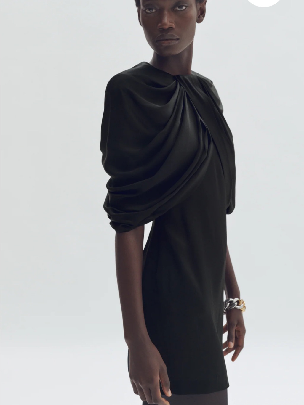 Stella Mccartney X H&M Black Draped-Sleeve Mini Dress